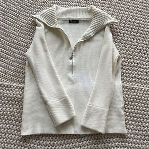 Cream Knit Half Zip Sweater